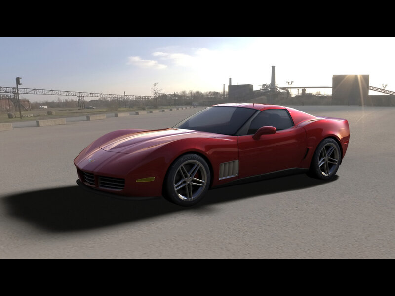 Red Sports Car — Calm, Afternoon, 3d Render, Road