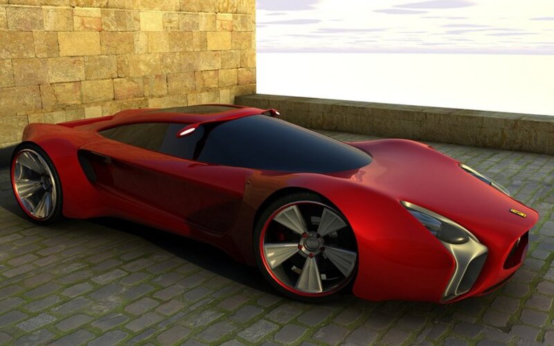 Red Sports Car — Calm, Afternoon, 3d Render