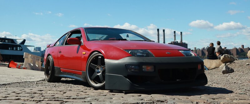 Red Sports Car — Calm, Afternoon, Photograph, People