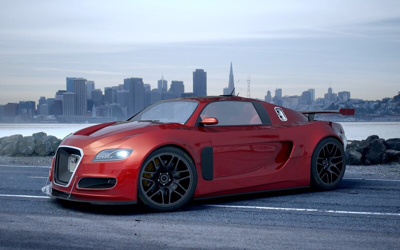 Red Sports Car — Calm, Morning