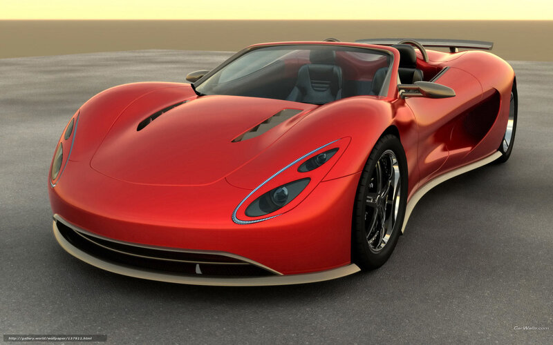 Red Sports Car — Calm, Sunset, 3d Render