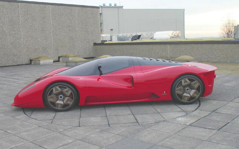 Red Sports Car — Calm, Sunset