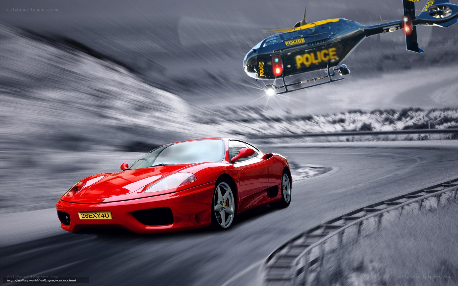 Red sports car chase