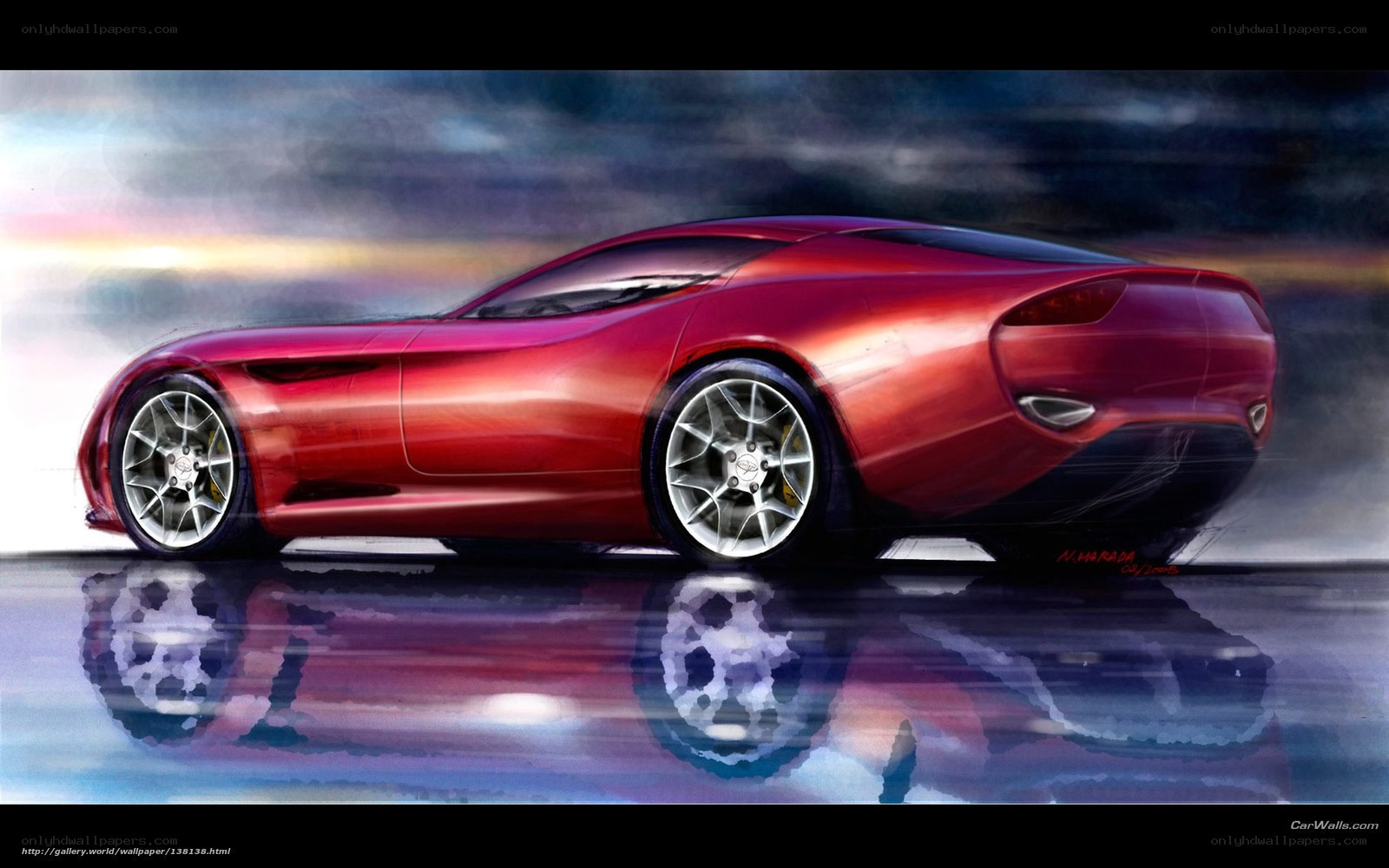 Red sports car concept sketch