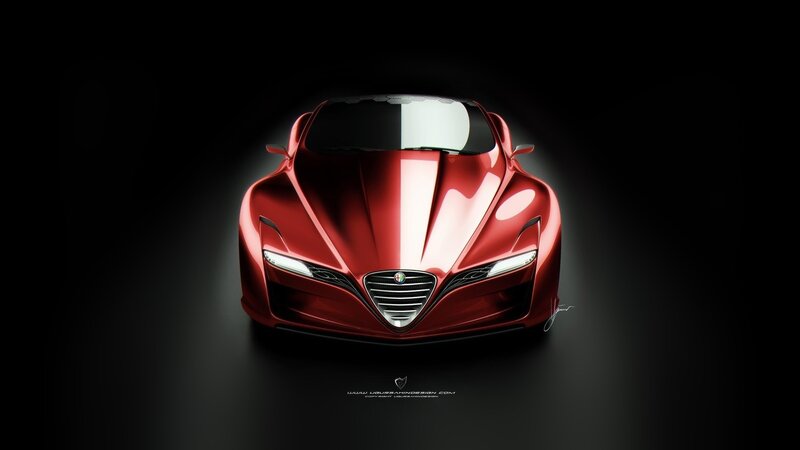 Red Sports Car — Digital Art, Grille
