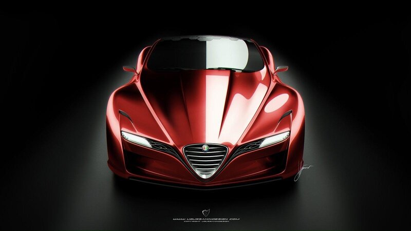 Red Sports Car — Digital Art, Headlights