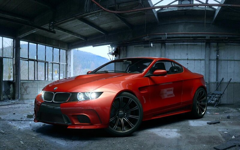 Red Sports Car — Dramatic, 3d Render, Abandoned Building