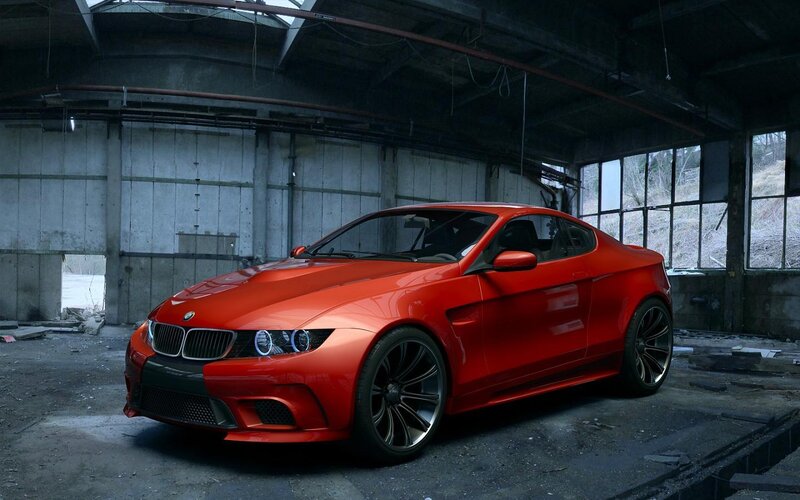 Red Sports Car — Dramatic, 3d Render, Abandoned Building, Windows