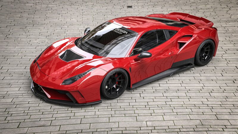 Red Sports Car — Dramatic, 3d Render, Brick Pavement