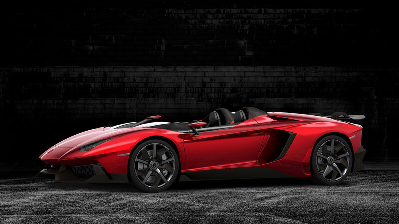 Red Sports Car — Dramatic, 3d Render, Brick Wall, Gravel Ground