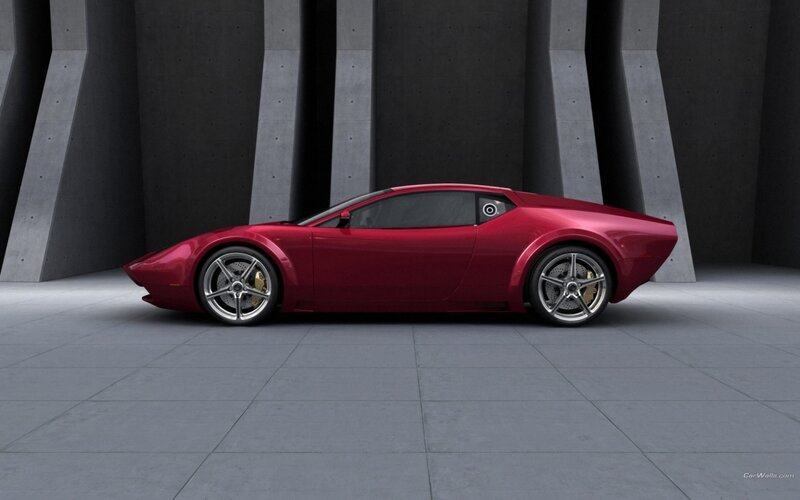 Red Sports Car — Dramatic, 3d Render, Concrete Pillars