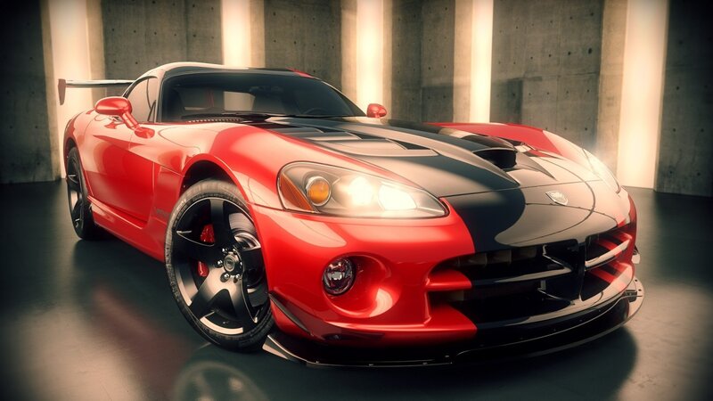 Red Sports Car — Dramatic, 3d Render, Concrete Walls