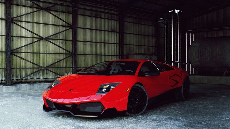 Red Sports Car — Dramatic, 3d Render, Garage, Concrete Floor