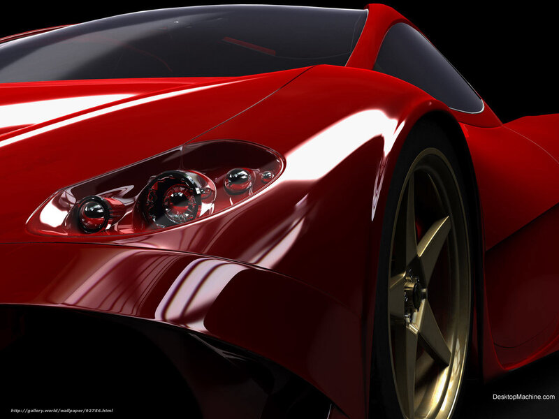 Red Sports Car — Dramatic, 3d Render, Headlight, Wheel