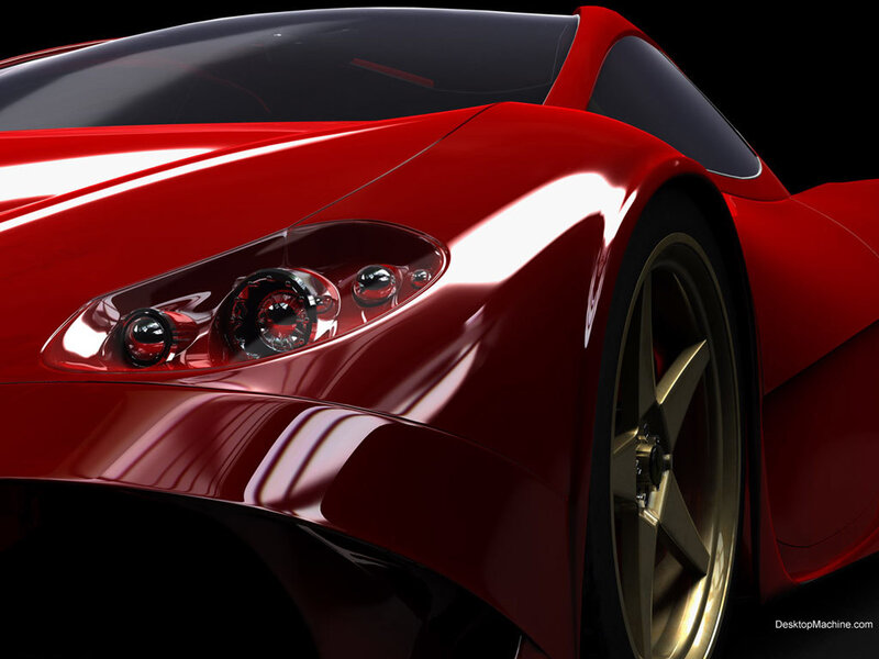 Red Sports Car — Dramatic, 3d Render, Headlight, Wheel, Windshield