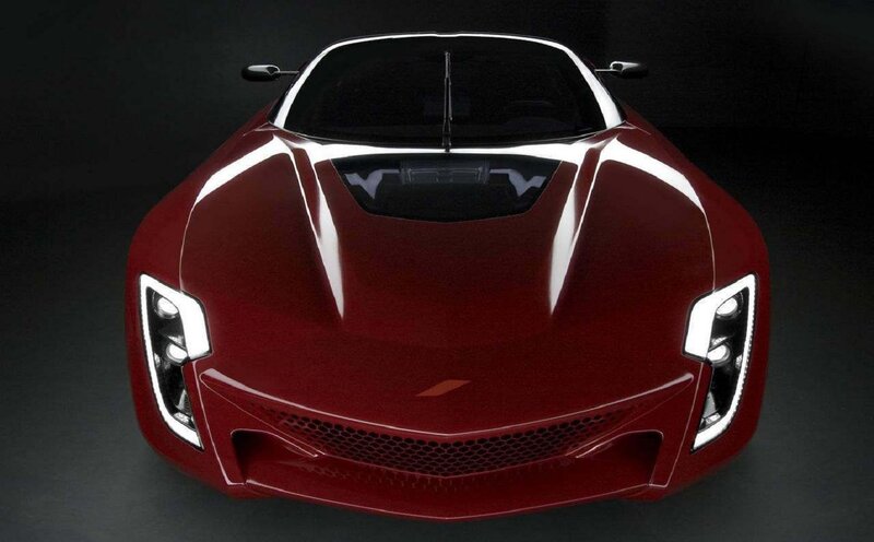 Red Sports Car — Dramatic, 3d Render, Headlights, Grille