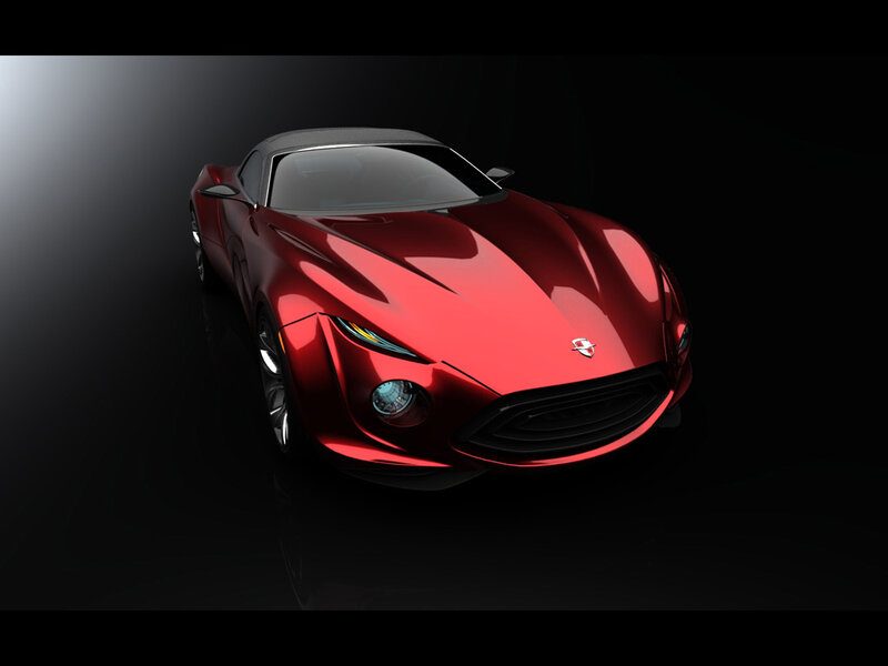 Red Sports Car — Dramatic, 3d Render, Headlights