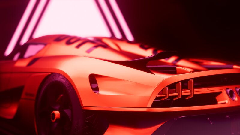 Red Sports Car — Dramatic, 3d Render, Neon Lights