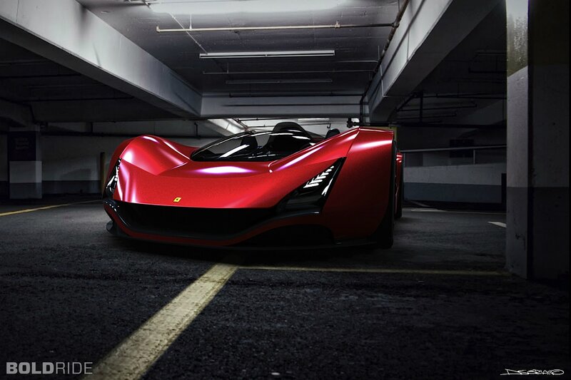 Red Sports Car — Dramatic, 3d Render, Parking Garage