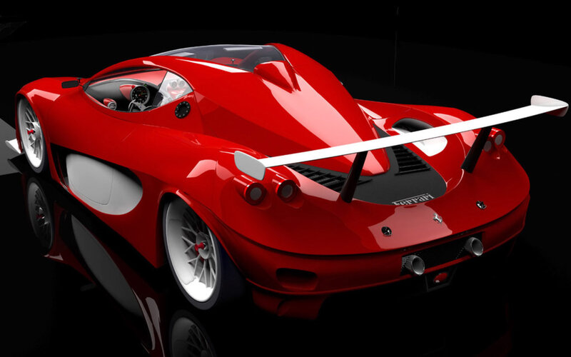 Red Sports Car — Dramatic, 3d Render, Rear Wing, Exhaust Pipes, Wheel
