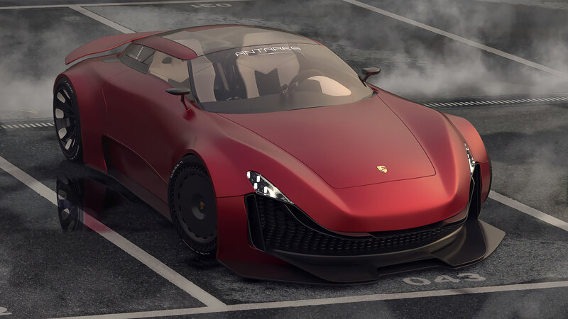 Red Sports Car — Dramatic, 3d Render, Smoke