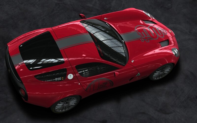 Red Sports Car — Dramatic, 3d Render, Stripes