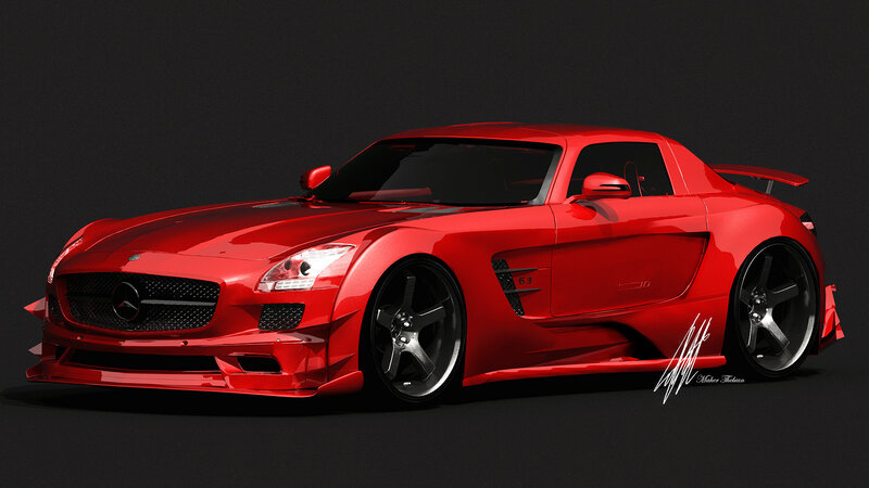Red Sports Car — Dramatic, 3d Render, Tire, Grille