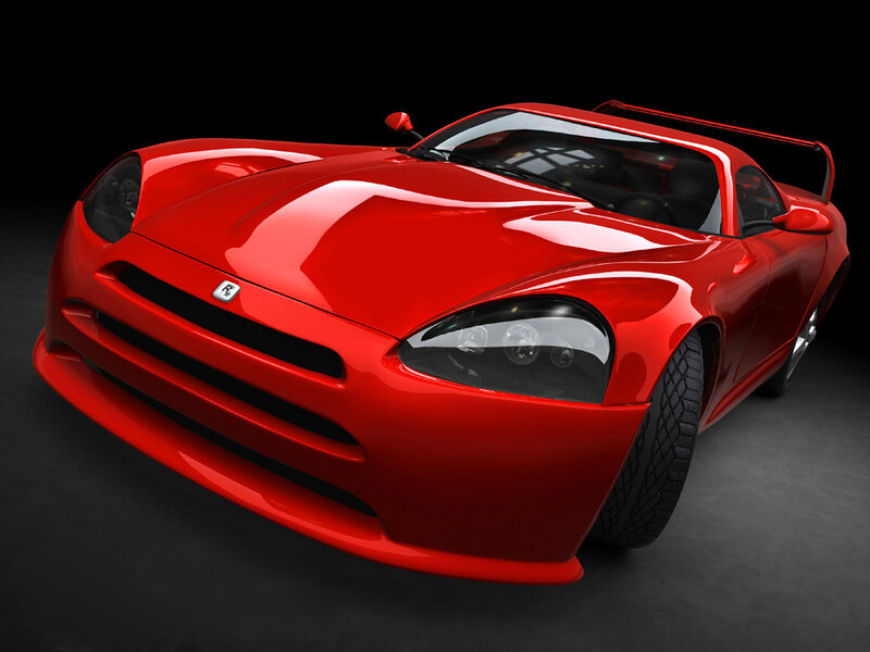 Red Sports Car — Dramatic, 3d Render, Tire, Windshield