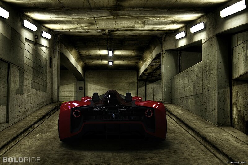 Red Sports Car — Dramatic, 3d Render, Tunnel