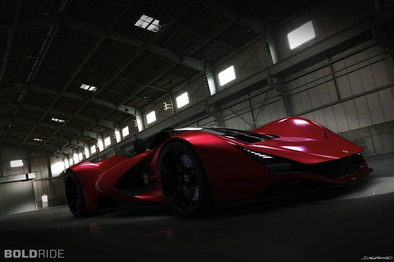 Red Sports Car — Dramatic, 3d Render, Warehouse