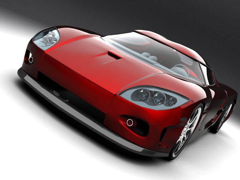 Red Sports Car — Dramatic, 3d Render, Wheel, Headlight, Windshield