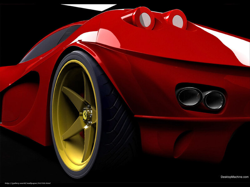 Red Sports Car — Dramatic, 3d Render, Wheels, Exhaust, Headlights
