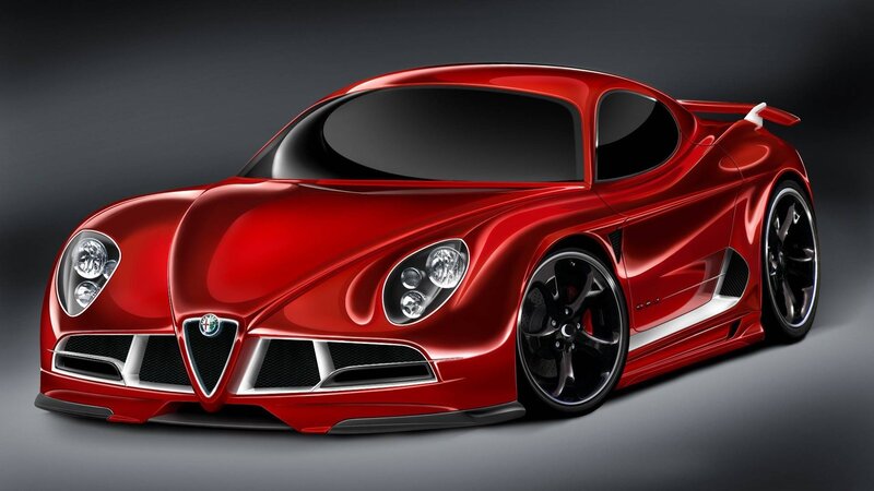 Red Sports Car — Dramatic, 3d Render, Wheels, Headlights, Spoiler