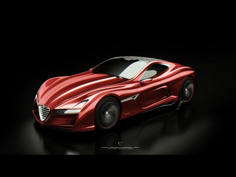 Red Sports Car — Dramatic, 3d Render, Wheels, Logo