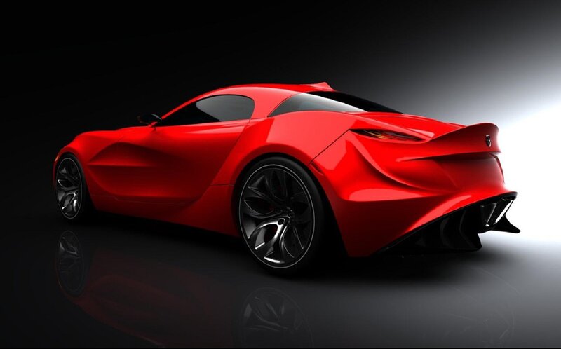 Red Sports Car — Dramatic, 3d Render, Wheels, Tail Light