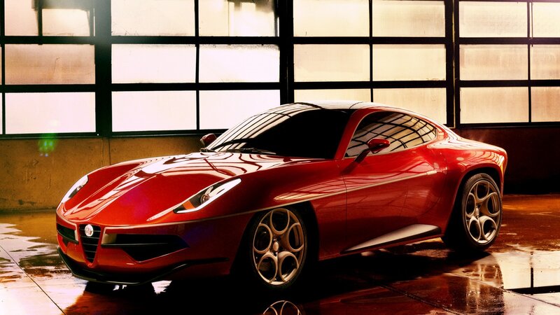 Red Sports Car — Dramatic, 3d Render, Windows, Wet Floor