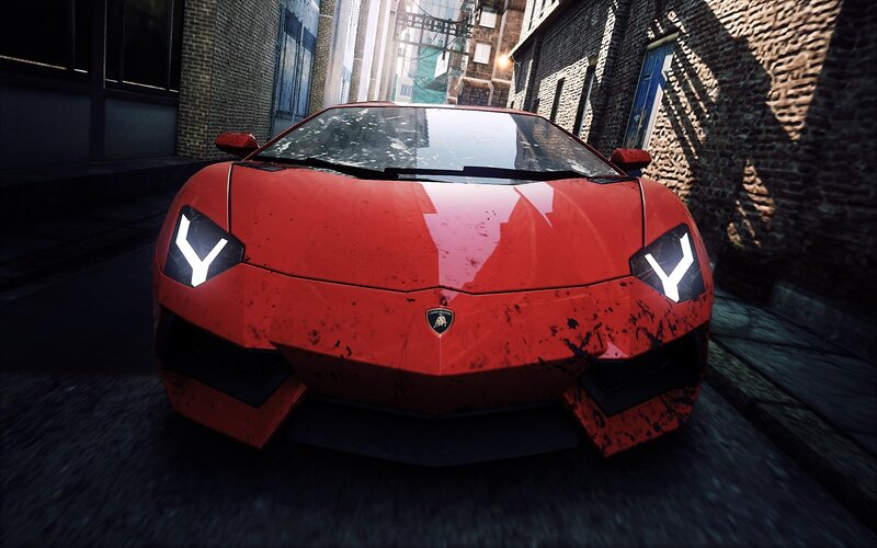 Red Sports Car — Dramatic, Afternoon, 3d Render, Brick Buildings