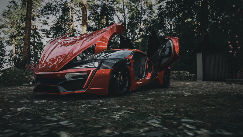 Red Sports Car — Dramatic, Afternoon, 3d Render, Forest
