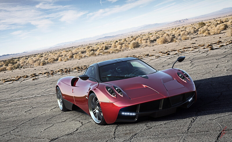 Red Sports Car — Dramatic, Afternoon, Digital Art, Desert
