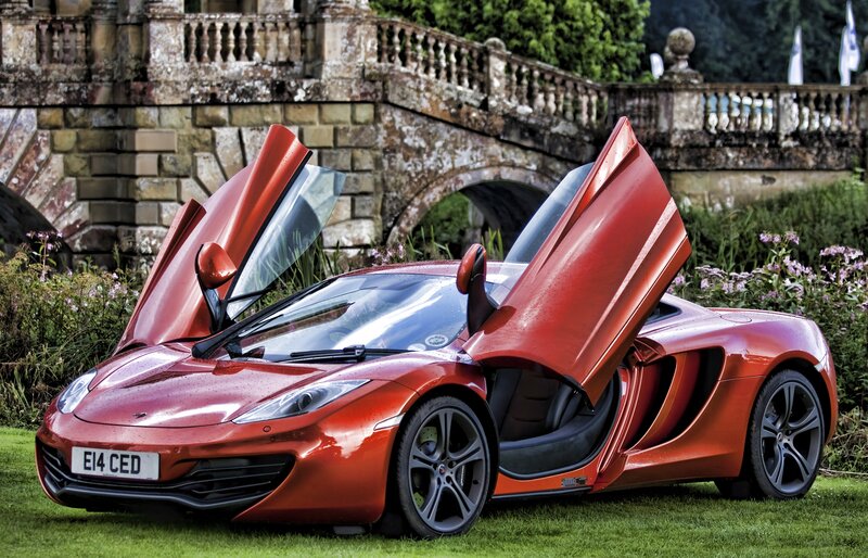 Red Sports Car — Dramatic, Afternoon, Photograph, Bridge