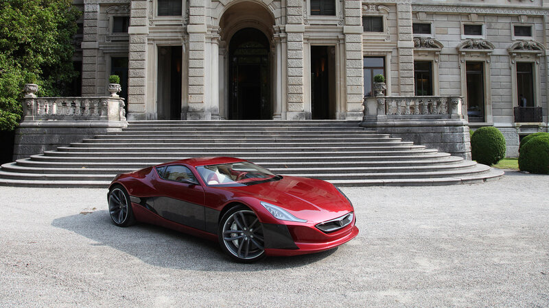 Red Sports Car — Dramatic, Afternoon, Photograph, Building, Stairs