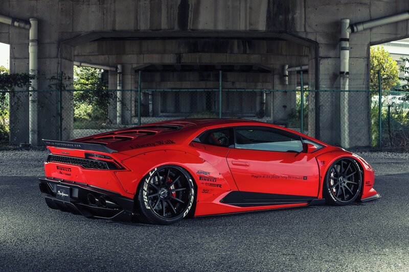 Red Sports Car — Dramatic, Afternoon, Photograph, Concrete Structure