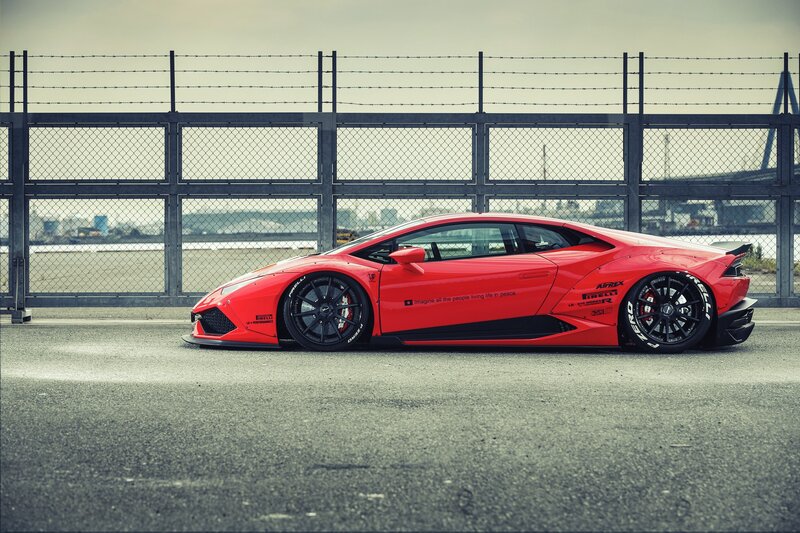 Red Sports Car — Dramatic, Afternoon, Photograph, Fence