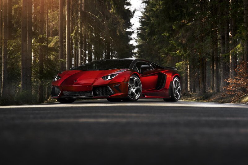 Red Sports Car — Dramatic, Afternoon, Photograph, Forest
