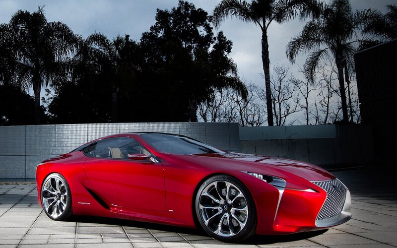 Red Sports Car — Dramatic, Afternoon, Photograph, Palm Trees