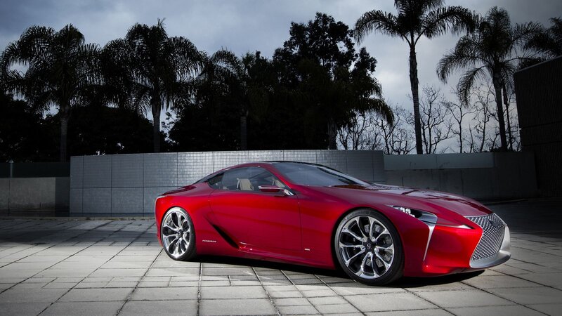 Red Sports Car — Dramatic, Afternoon, Photograph, Palm Trees, Wall