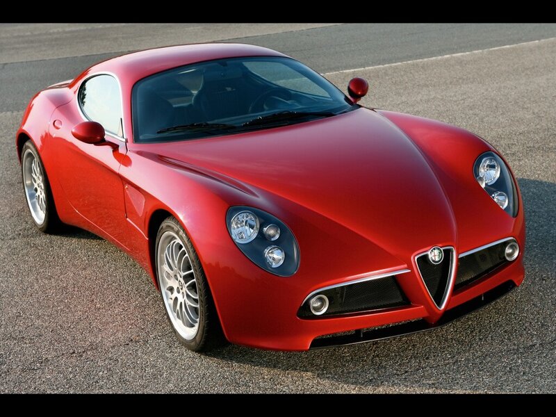 Red Sports Car — Dramatic, Afternoon, Photograph, Road, Headlights