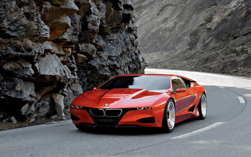 Red Sports Car — Dramatic, Afternoon, Photograph, Road, Rock Wall