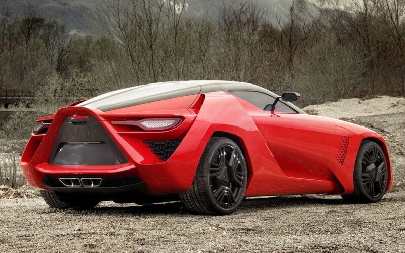 Red Sports Car — Dramatic, Autumn