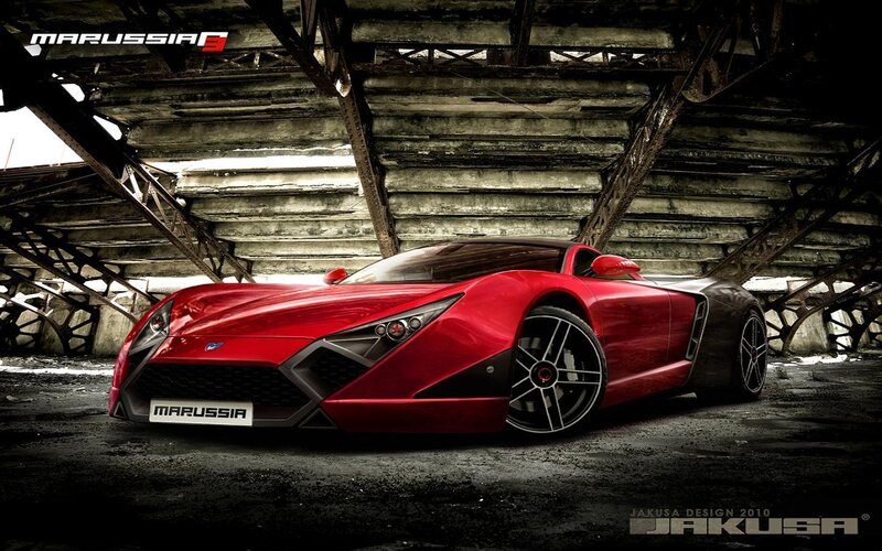 Red Sports Car — Dramatic, Digital Art, Bridge